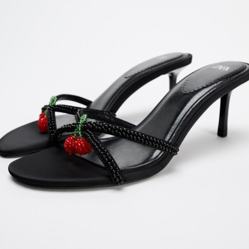 Zara cherry heeled sandals